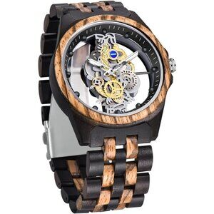 ✨ Dentily Watches Men Black Wooden Lightweight Bamboo Analog Quartz Wood Watch